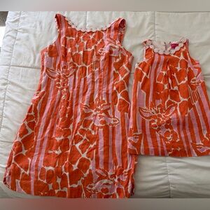 Lilly Pulitzer Pink and Orange Dress with White Trim